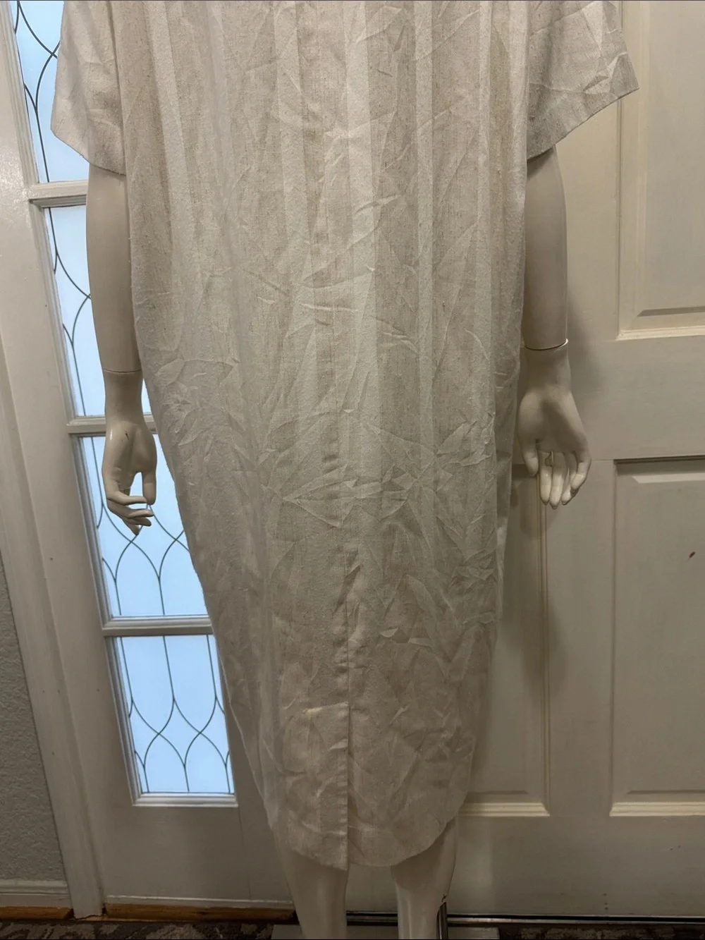 SCHRADER II Vintage white/cream Striped Midi Dress 80s Cotton Button Down Sz 18W